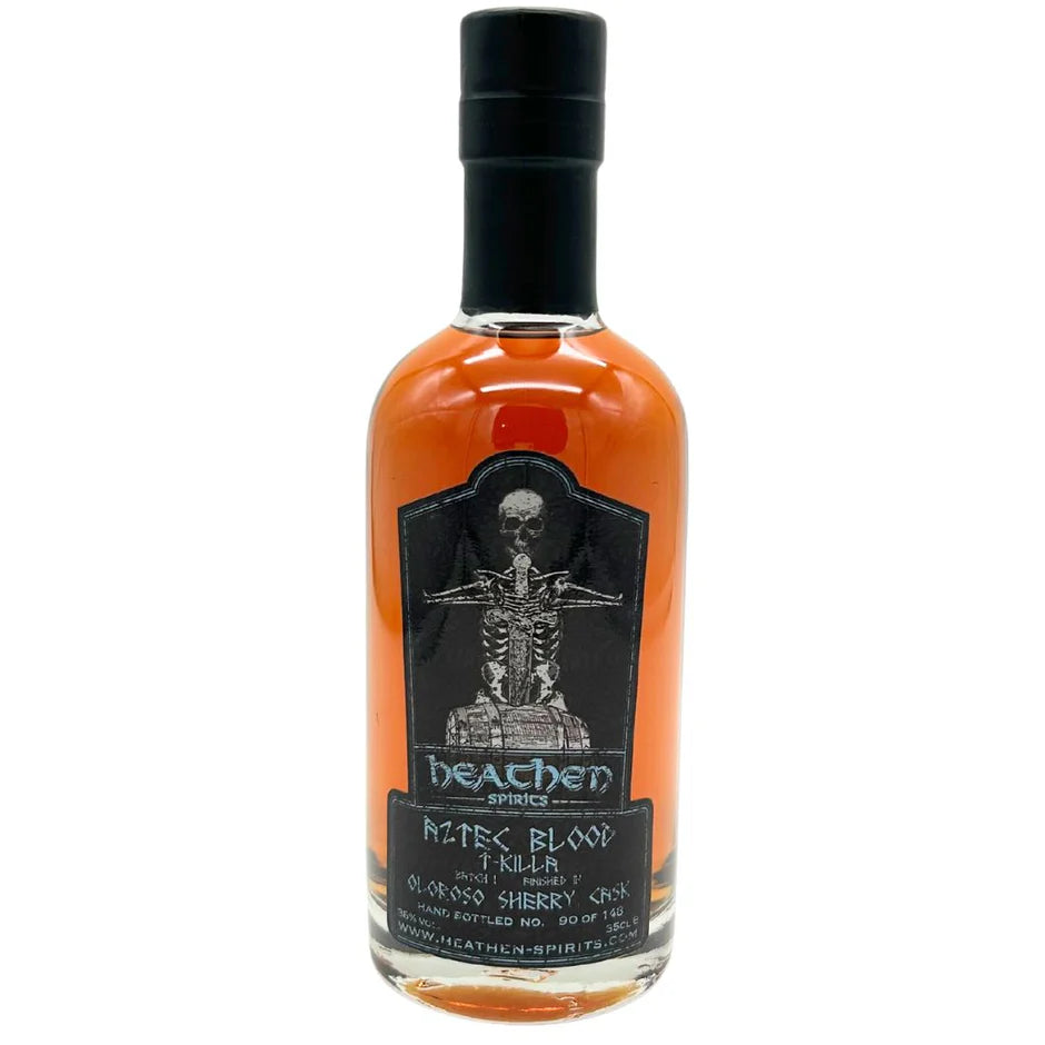 Flasche Aztec Blood Tequila 0,35 l – Oloroso Sherry Cask Finish – mexikanischer Agaven-Tequila mit fruchtigen Noten
